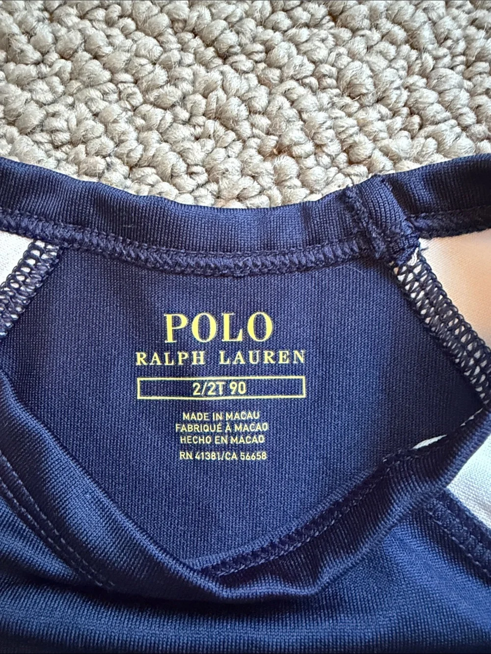 Polo by Ralph Lauren Navy, White & Red Boys Swim Rashguard